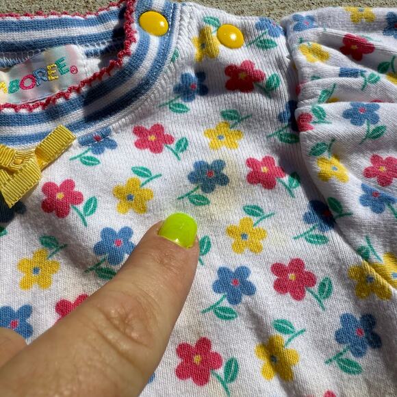 90s Gymboree Bold Primary Color Floral One Piece snap bottom hem ruffles INFANT - Picture 7 of 10